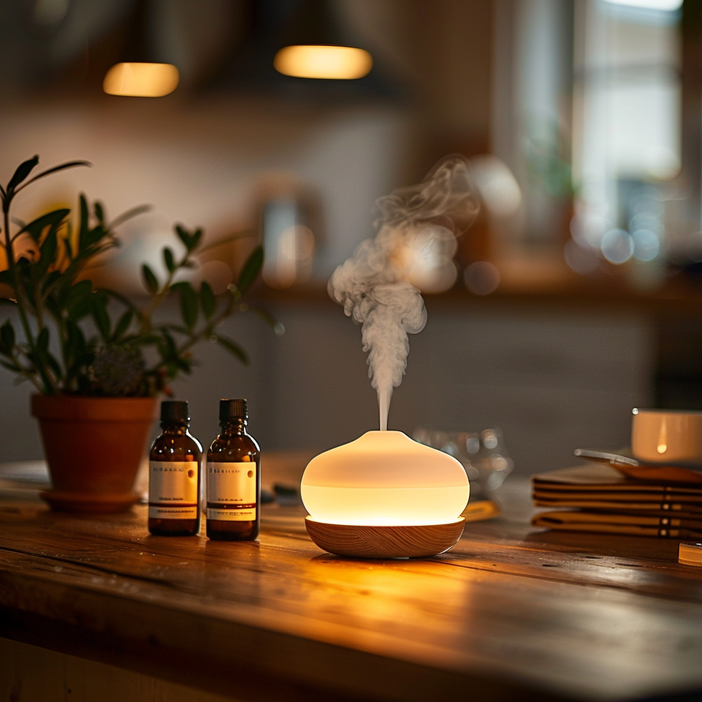 Parfums apaisants : un diffuseur d'huiles essentielles crée une ambiance relaxante